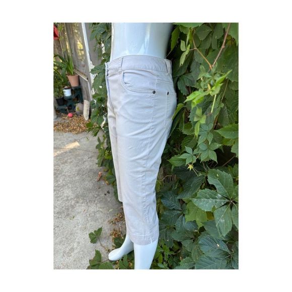 Denver Hayes Beige Cropped Denim Jeans Capri 5 Pocket Sz 8 - Picture 5 of 7